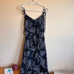 Vintage Jacob Black Maxi Dress with White Floral Design